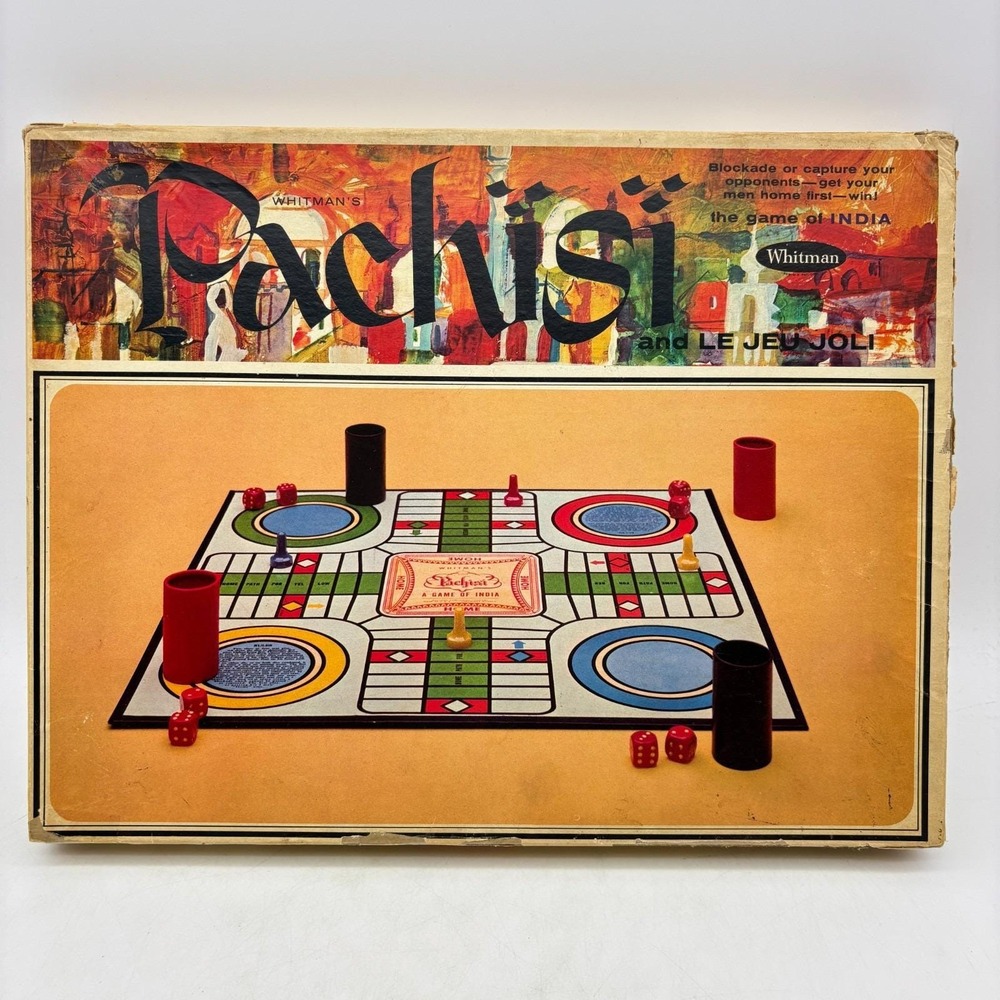 VINTAGE Pachisi and Le Jeu Joli COMPLETE Whitman 1967 Parcheesi Classic India